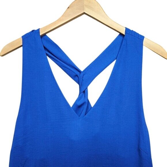 Banana Republic Tank Top V-Neck Sleeveless Twisted Back Blue Size 12 - Picture 2 of 4